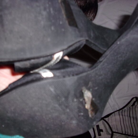 womens size 8 high heel balck silver bow dress shoes sexy eight heels - Picture 4 of 5